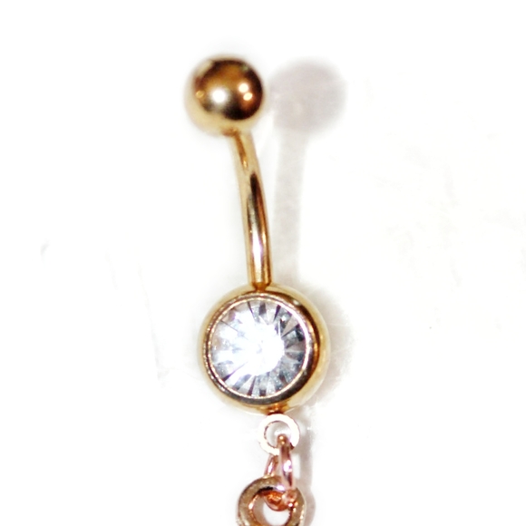 Golden colorful Hello Kitty rainbow flower belly ring - Picture 5 of 8